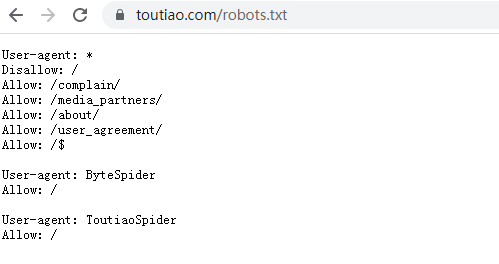 今日头条的robots 规则